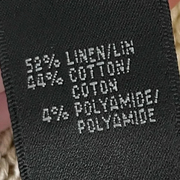 Lafayette 148 White & Tan Striped Open Knit Short Sleeve Sweater Linen + Cotton - Picture 7 of 8